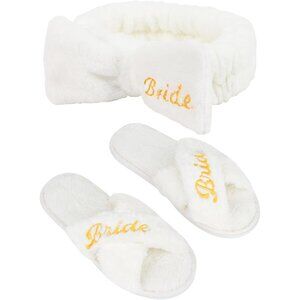 Bride To Be Gift Set Plush Spa Headband & Slippers Bridal Party